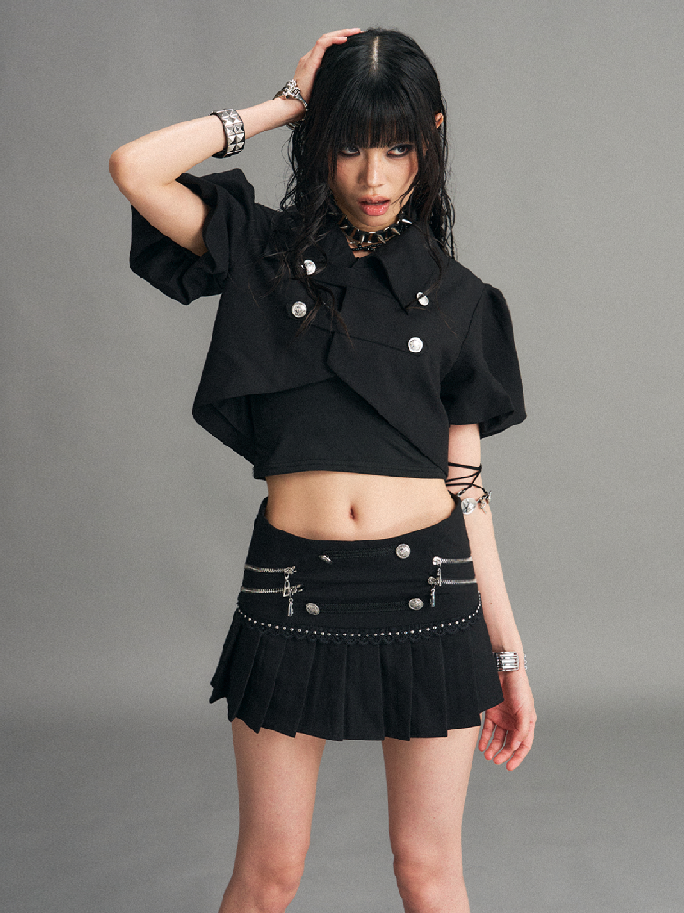 Palace Punk Metal Zipper A-line Skirt【s0000017523】