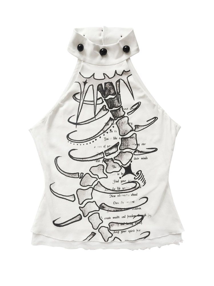 White Skinny Neck Tank Top【s0000013487】