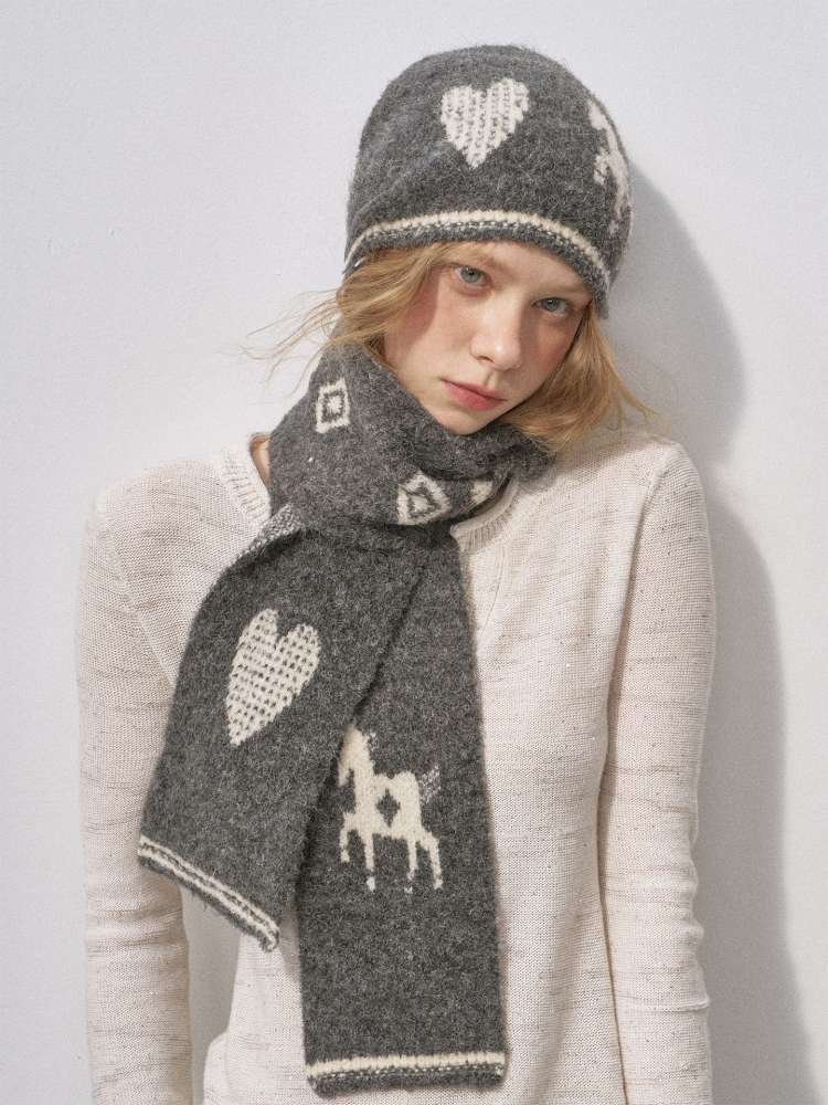 Love Pony Knitted Plush Hat Scarf【s0000015217】