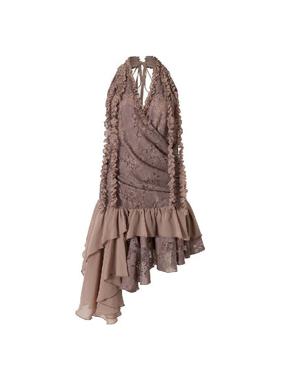 Lace Irregular Hem Halter Dress【s0000016206】