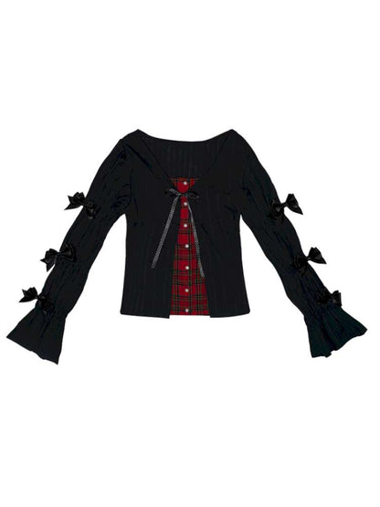 Patchwork Print Fitted Long-Sleeve Shirt【s0000014523】