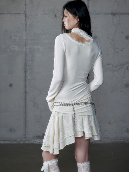 Stacked Neck One-Shoulder Dress【s0000013475】