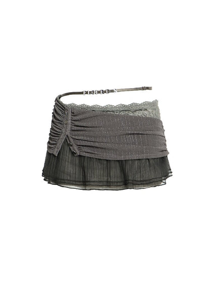 Textured Multi Layer Mesh Skirt【s0000017013】