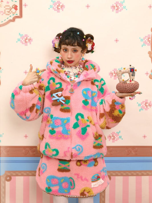 Pink Polar Fleece Lambswool Jacket【s0000015565】