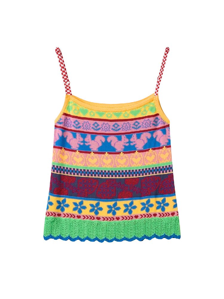 Fair Isle Knitted Suspender Dress【s0000017692】