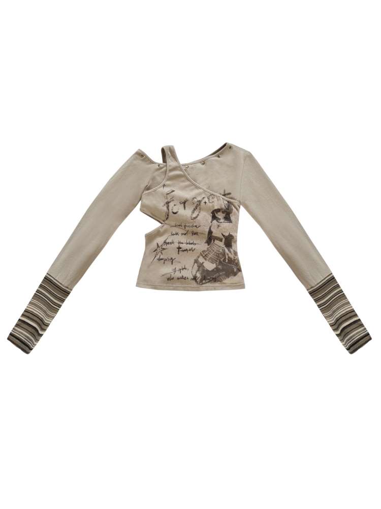 Slim Hot Girl Off-Shoulder Patchwork Shirt【s0000014830】