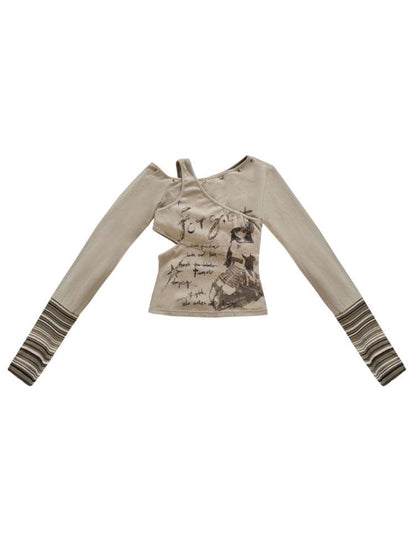 Slim Hot Girl Off-Shoulder Patchwork Shirt【s0000014830】