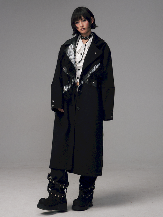 Punk Rock Heavy Print Loose Tweed Coat【s0000014705】