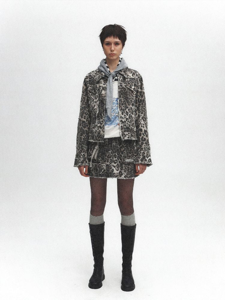Leopard Print Washed and Aged Jacket【s0000011632】