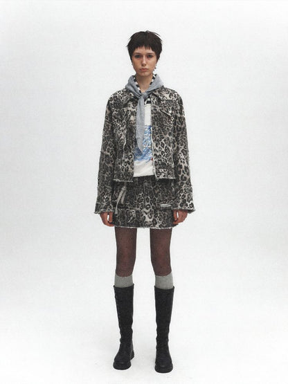 Leopard Print Washed and Aged Jacket【s0000011632】