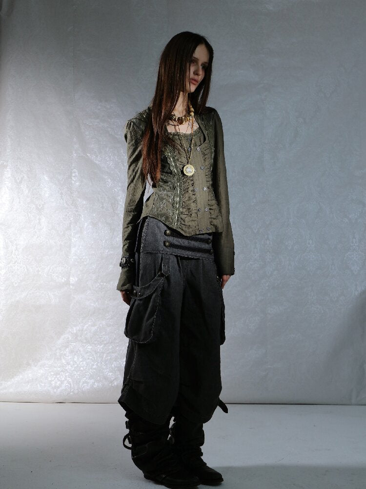 Vintage Lace Stitched Square Neck Shirt【s0000015910】