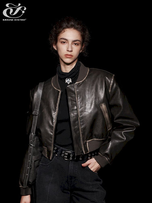 Stream Cotton Aged Leather Jacket【s0000005481】