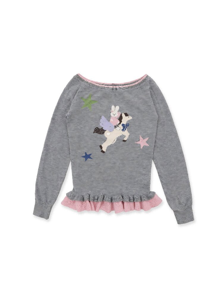 Lace Horse Rabbit Neckline Sweater【s0000016095】