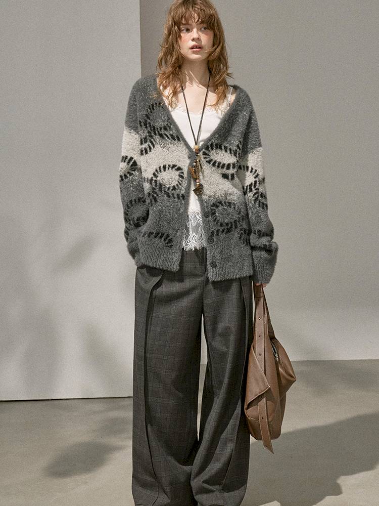 Oversized V-Neck Knit Cardigan【s0000014404】