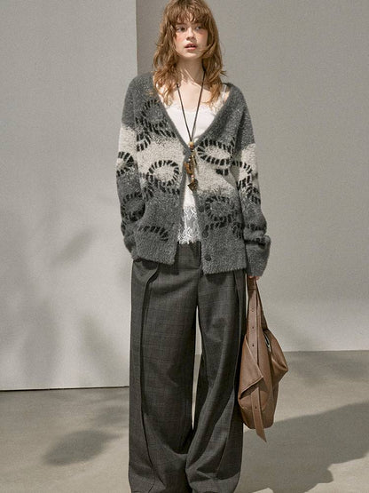 Oversized V-Neck Knit Cardigan【s0000014404】