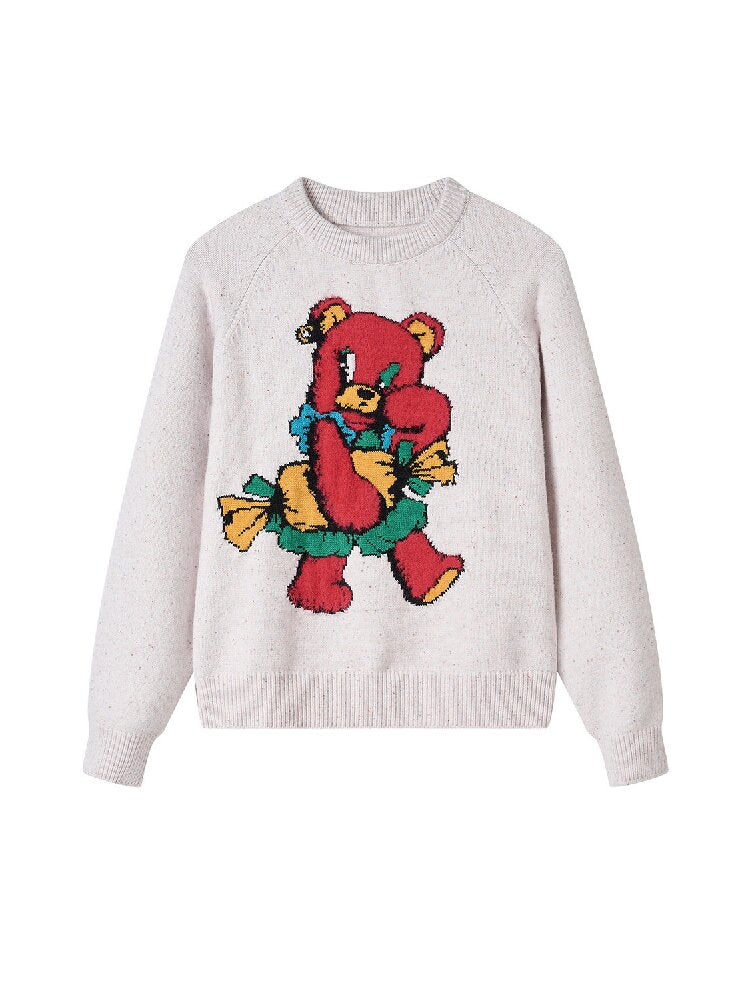 Colorful Mott Red Cartoon Bear Sweater【s0000019252】
