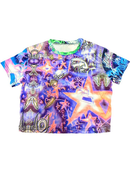 Y2K Subculture Mesh Print T Shirt【s0000017712】