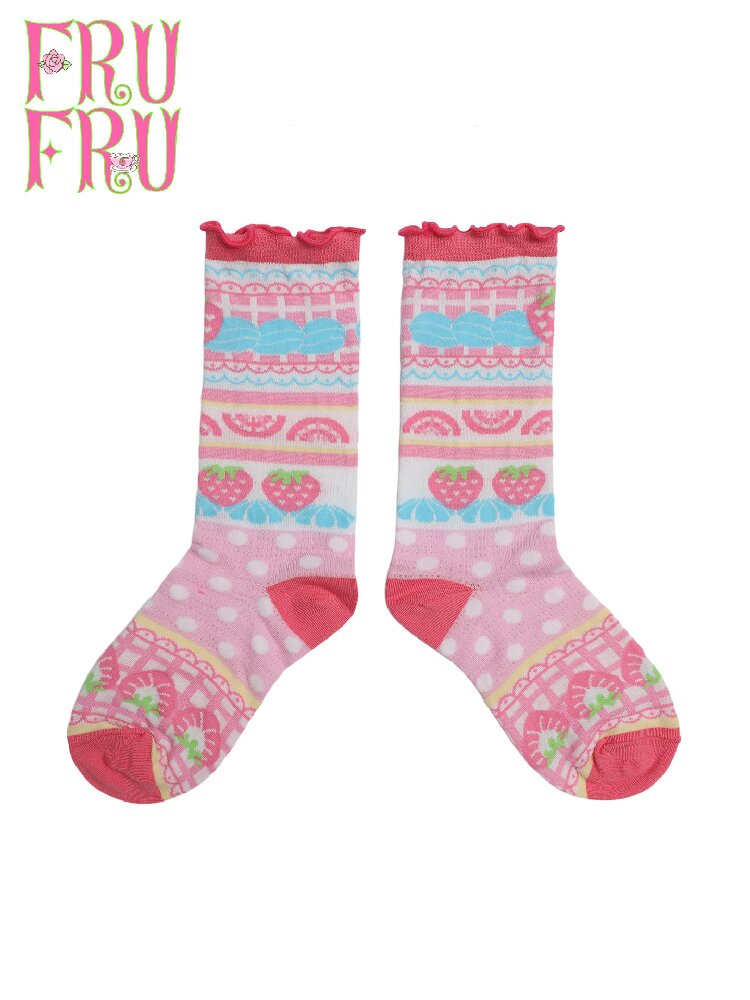 Strawberry Cake Print Summer Socks【s0000017757】