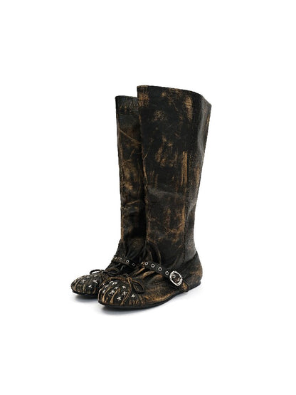 Baroque Punched Star Stack Boots【s0000016130】