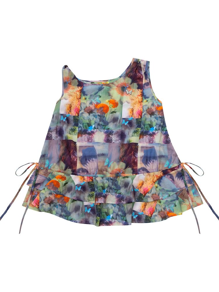 Summer Ruffle Oil Painting Vest【s0000017748】