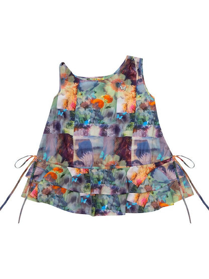 Summer Ruffle Oil Painting Vest【s0000017748】