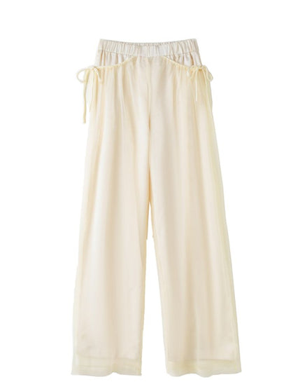 Jacquard mesh double wide-leg pants【s0000013595】