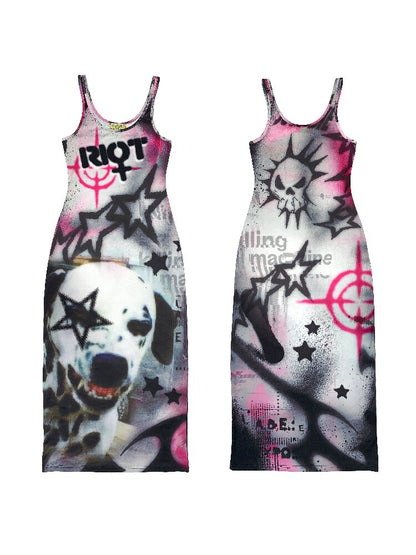 Original Graffiti Slim Vest Dress【s0000017402】