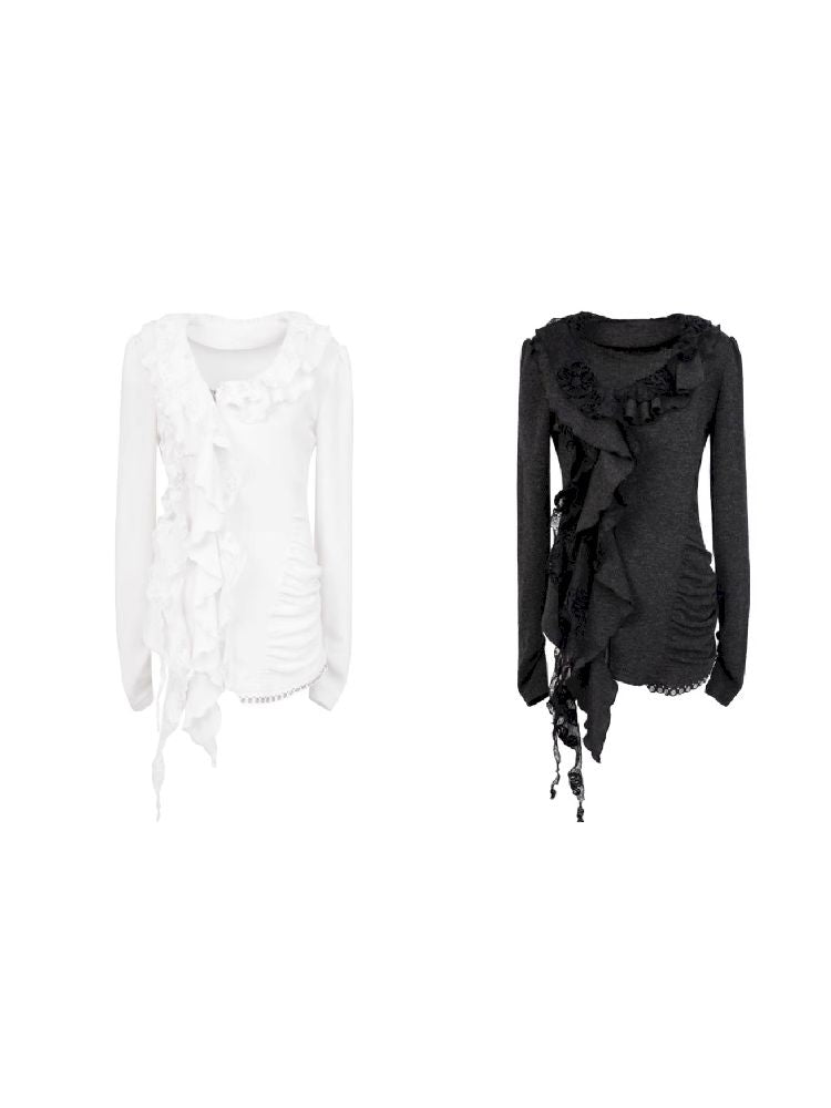 Ruffle Edge Vintage Knit Cardigan【s0000011271】