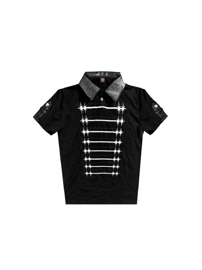 Leather Metallic Cross Polo Shirt【s0000018240】