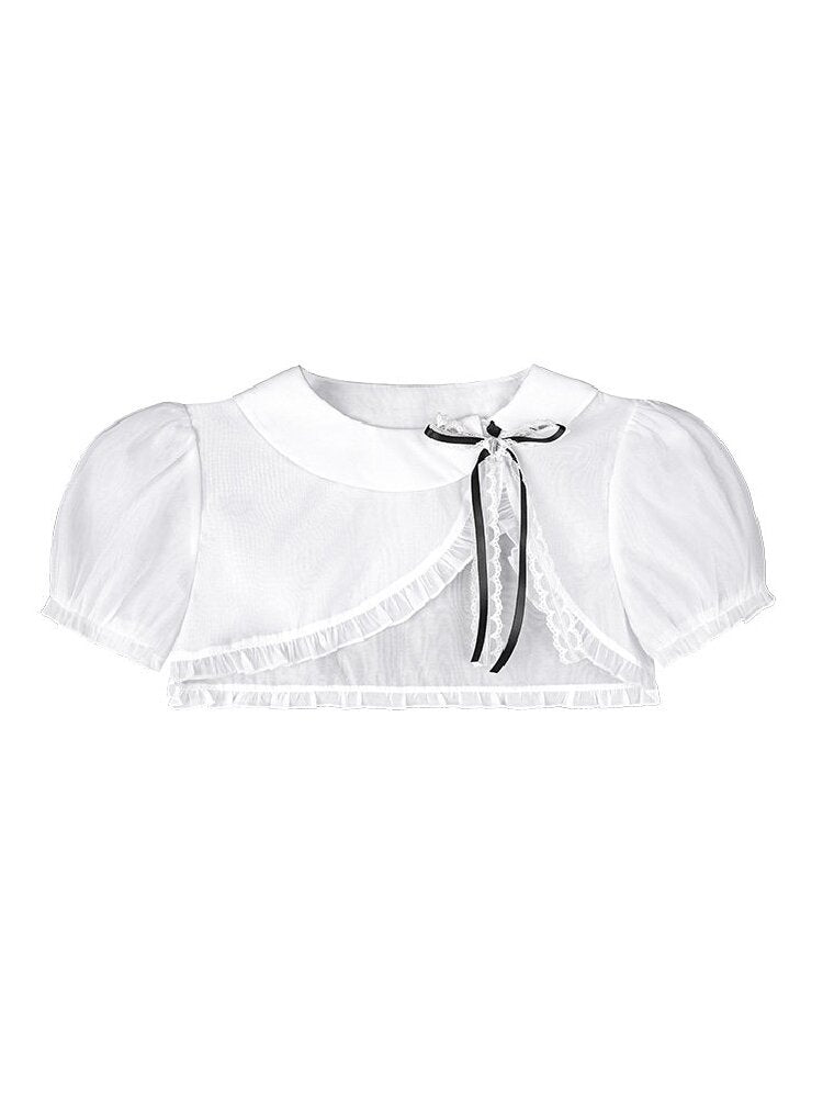 Puff Sleeve Bow Cover Up Top【s0000017274】