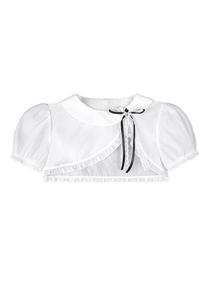 Puff Sleeve Bow Cover Up Top【s0000017274】