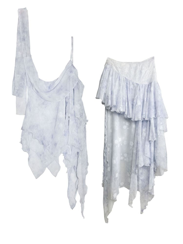 Aqua Blue Irregular Halter Dress【s0000013211】