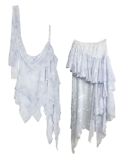 Aqua Blue Irregular Halter Dress【s0000013211】