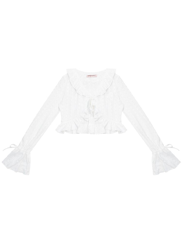 Lace Hollow Tie Knit Cardigan【s0000012228】
