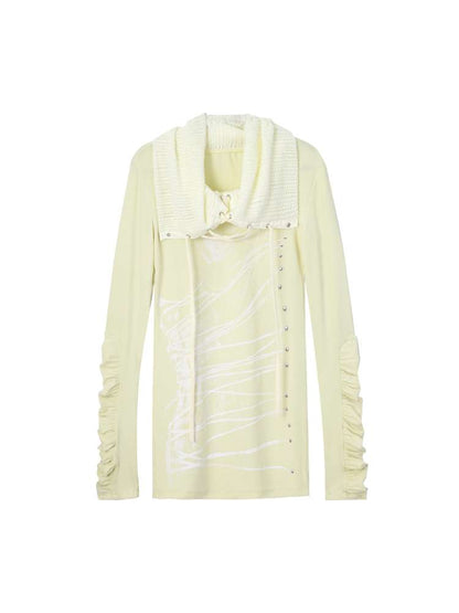 Original Shoulder Knit Stacked Collar Top【s0000014712】