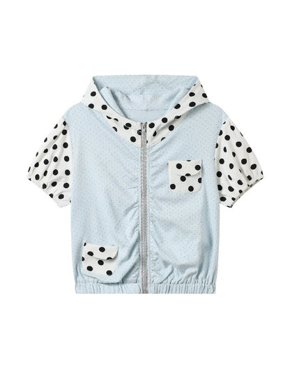 Mint Polka Dot Patchwork T-Shirt【s0000018702】