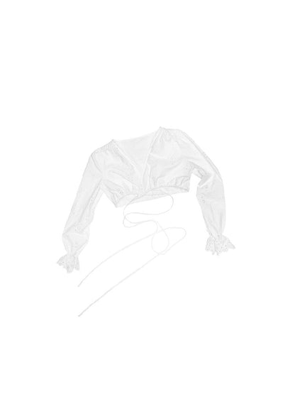 Hollow Jacquard Ultra Short Blouse【s0000011624】