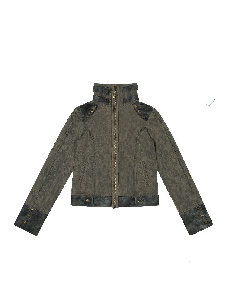 Skeleton Patchwork PU Sweatshirt 【s0000011803】