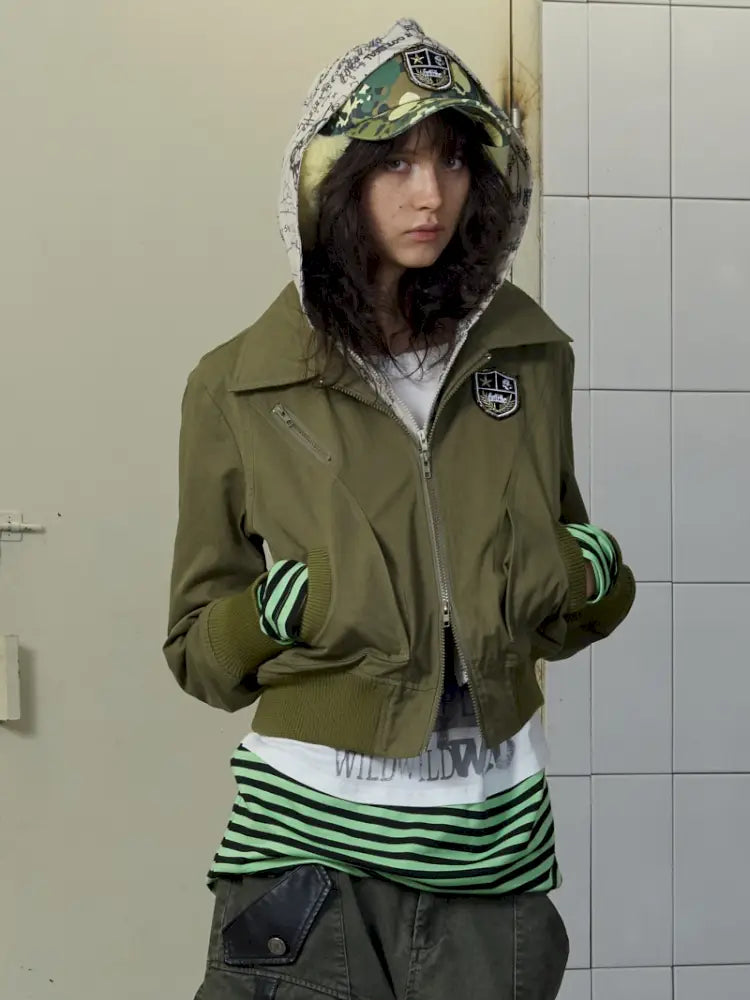 Fake Two-Piece Zipper Short Jacket【s0000014197】