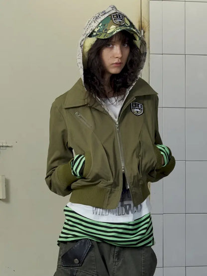 Fake Two-Piece Zipper Short Jacket【s0000014197】