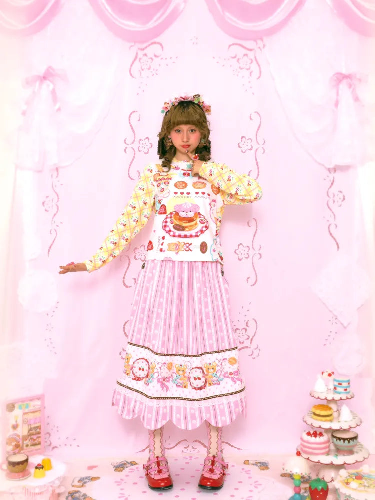 Sweet Print Yellow Checkered Contrast Base Layer【s0000014159】