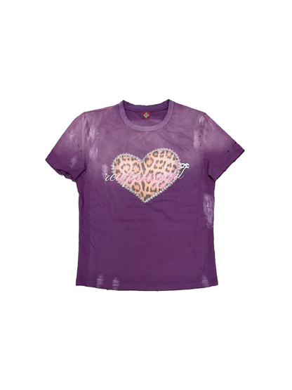Leopard Heart Damaged Worn Tee【s0000018270】
