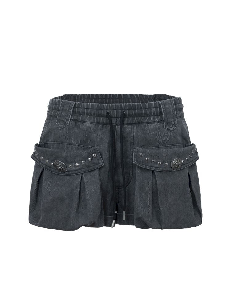 Washed Cotton Mid-Rise Shorts【s0000012834】