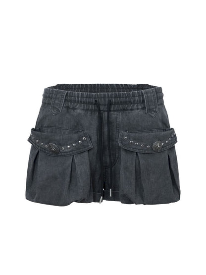 Washed Cotton Mid-Rise Shorts【s0000012834】