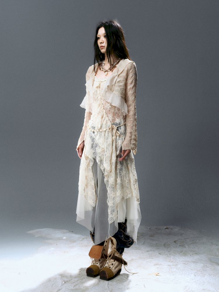 Ruffle Chiffon Cardigan【s0000012624】