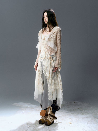 Ruffle Chiffon Cardigan【s0000012624】