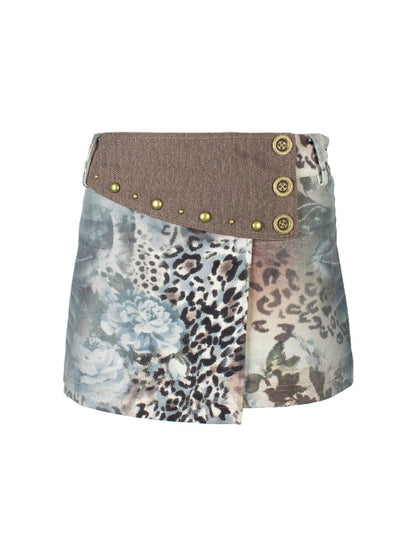 Vintage Leopard Floral Skirt【s0000018089】