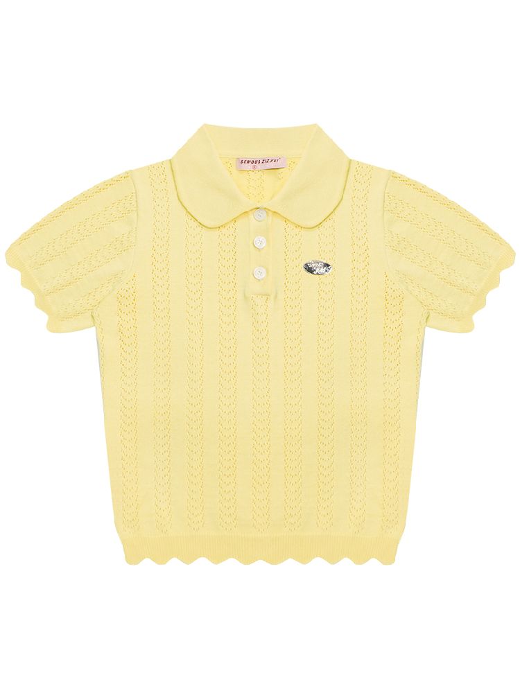 Doll Neck Knit Short Sleeve T-shirt【s0000012235】