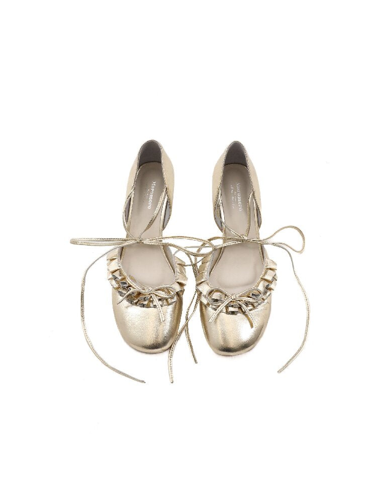 Ruffled Bow Lace Up High Heels【s0000016133】