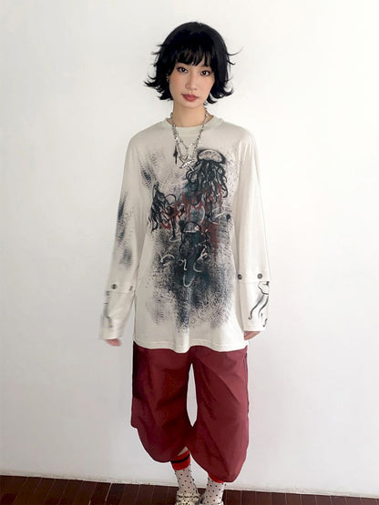 Jellyfish Print Long Sleeve T-shirt【s0000012283】